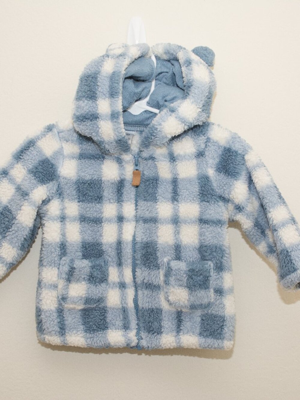 Carter's Blue Plaid Fleece Zip Hoodie Jacket